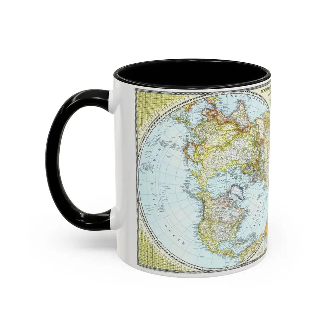 Northern and Southern Hemispheres (1943) (Map) Accent Coffee Mug - Go Mug Yourself