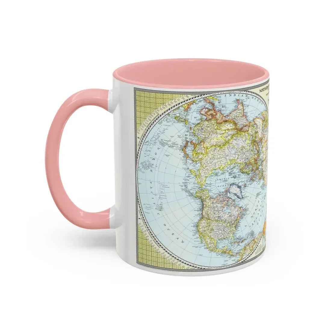 Northern and Southern Hemispheres (1943) (Map) Accent Coffee Mug - Go Mug Yourself
