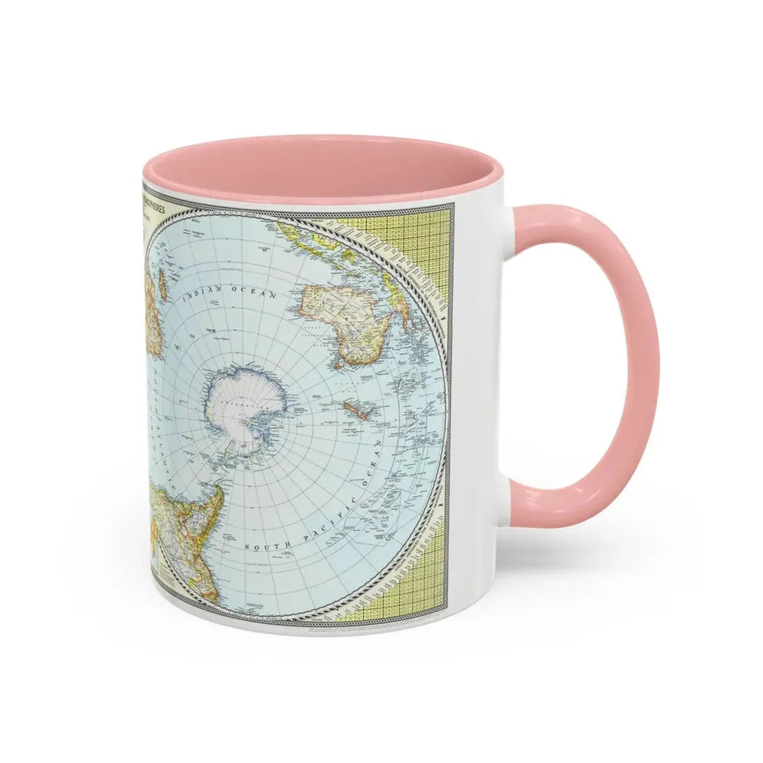 Northern and Southern Hemispheres (1943) (Map) Accent Coffee Mug - Go Mug Yourself
