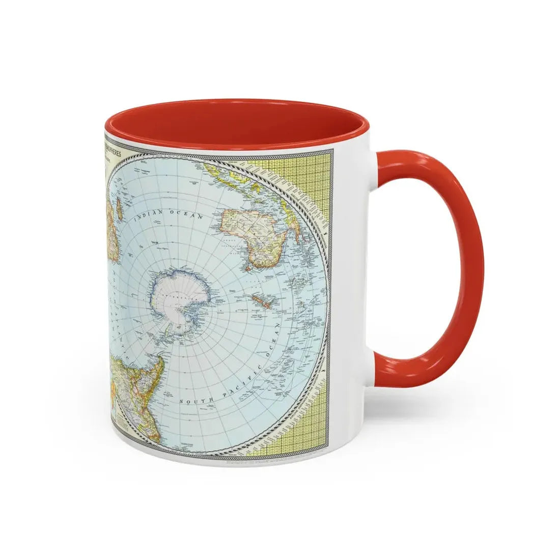 Northern and Southern Hemispheres (1943) (Map) Accent Coffee Mug - Go Mug Yourself