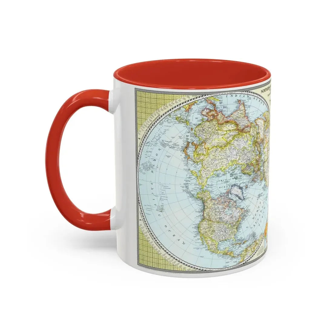 Northern and Southern Hemispheres (1943) (Map) Accent Coffee Mug - Go Mug Yourself