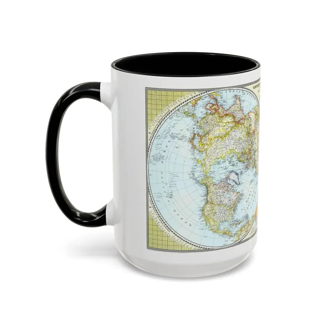 Northern and Southern Hemispheres (1943) (Map) Accent Coffee Mug - Go Mug Yourself