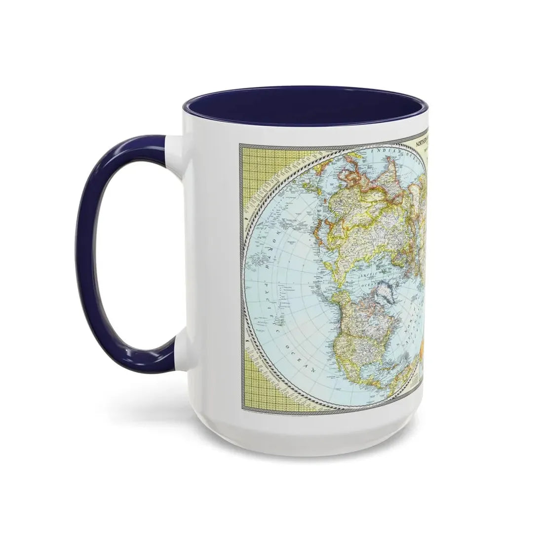 Northern and Southern Hemispheres (1943) (Map) Accent Coffee Mug - Go Mug Yourself