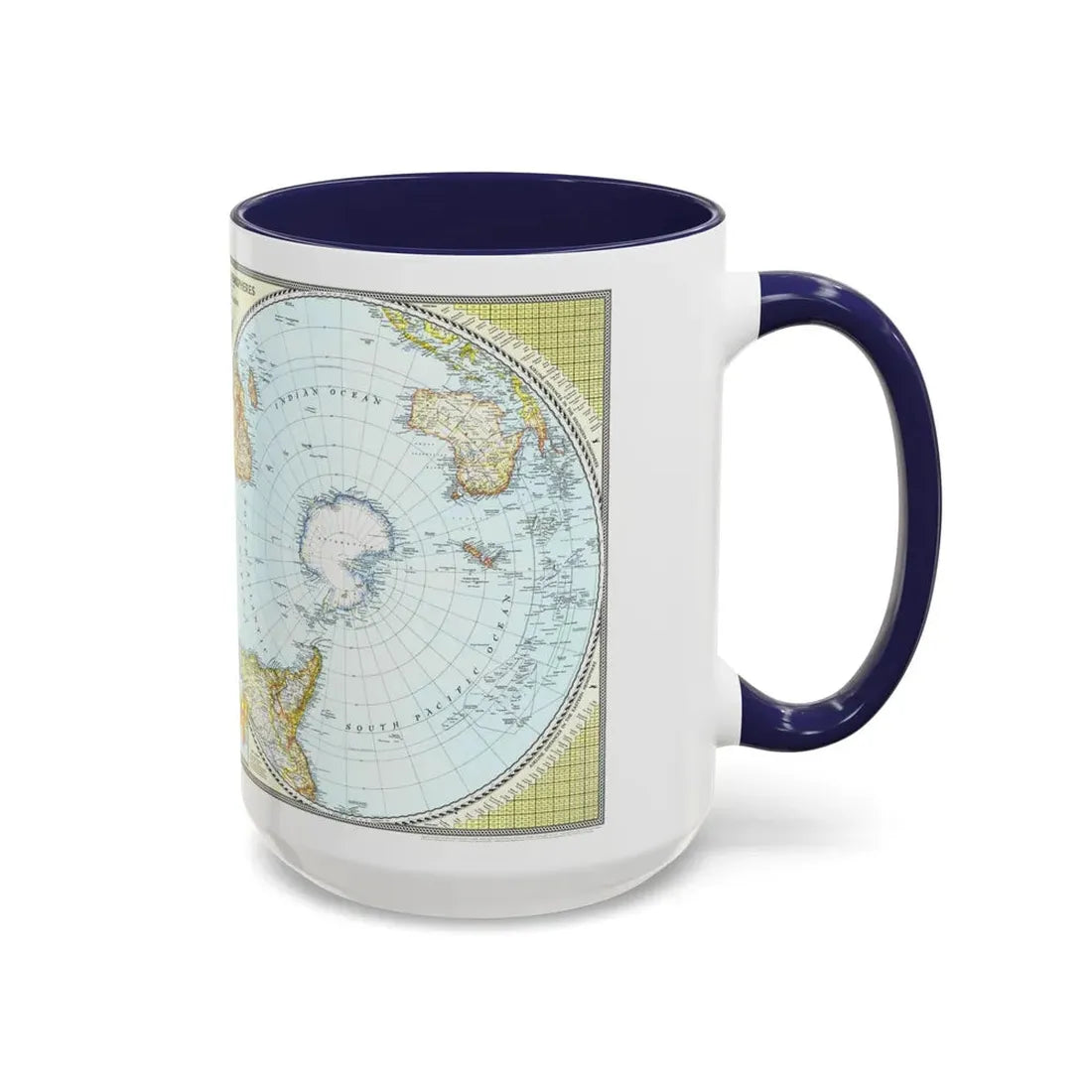 Northern and Southern Hemispheres (1943) (Map) Accent Coffee Mug - Go Mug Yourself