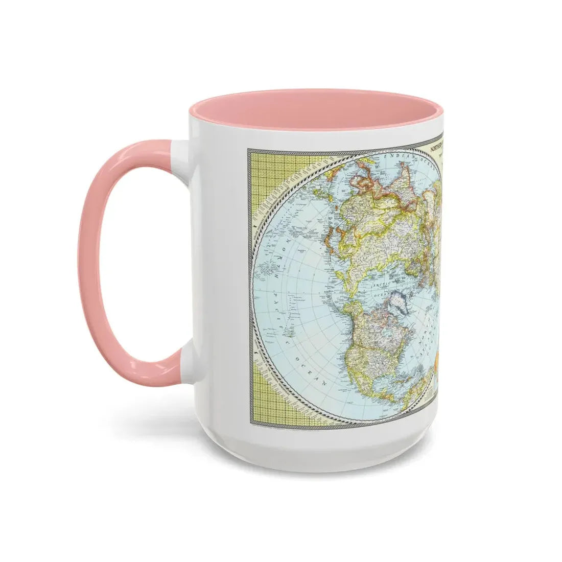 Northern and Southern Hemispheres (1943) (Map) Accent Coffee Mug - Go Mug Yourself