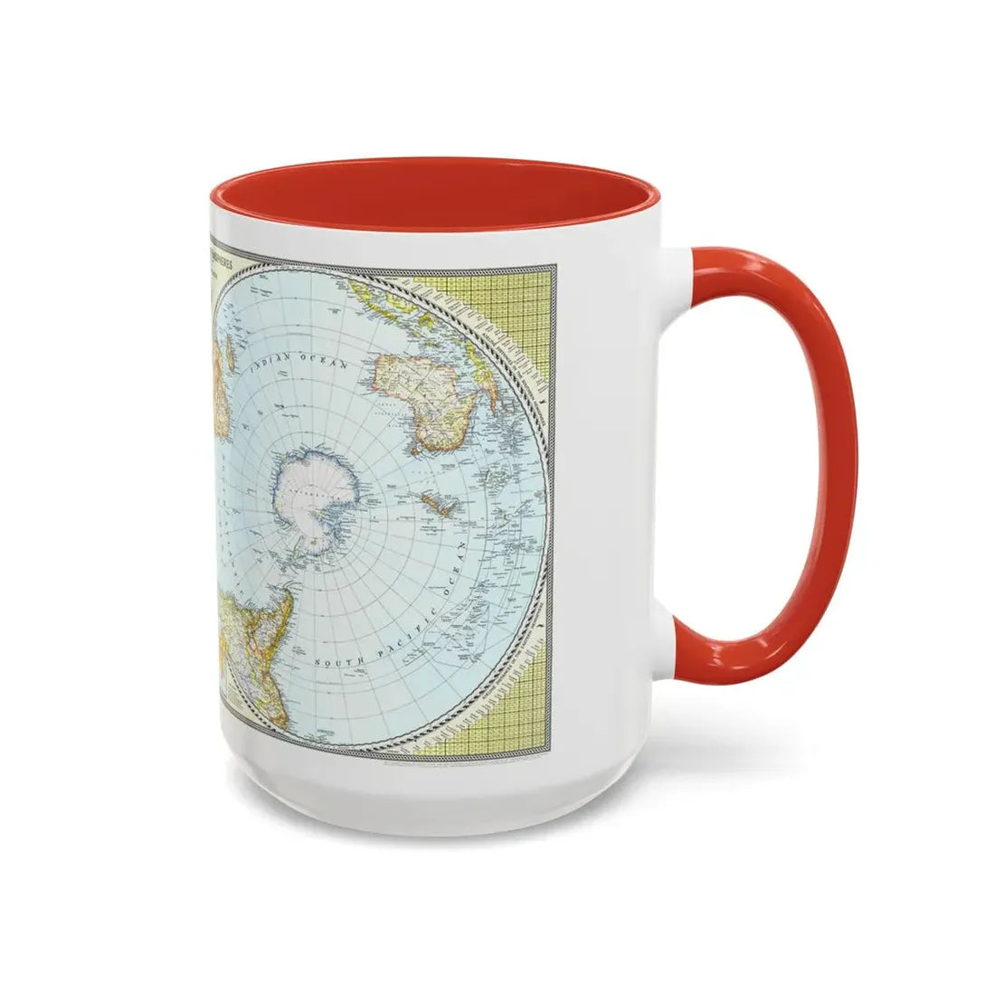 Northern and Southern Hemispheres (1943) (Map) Accent Coffee Mug - Go Mug Yourself