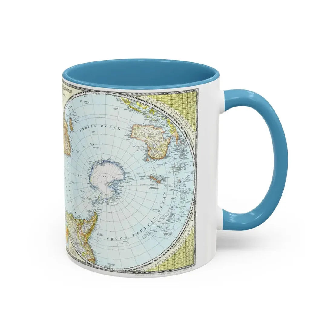 Northern and Southern Hemispheres (1943) (Map) Accent Coffee Mug - Go Mug Yourself