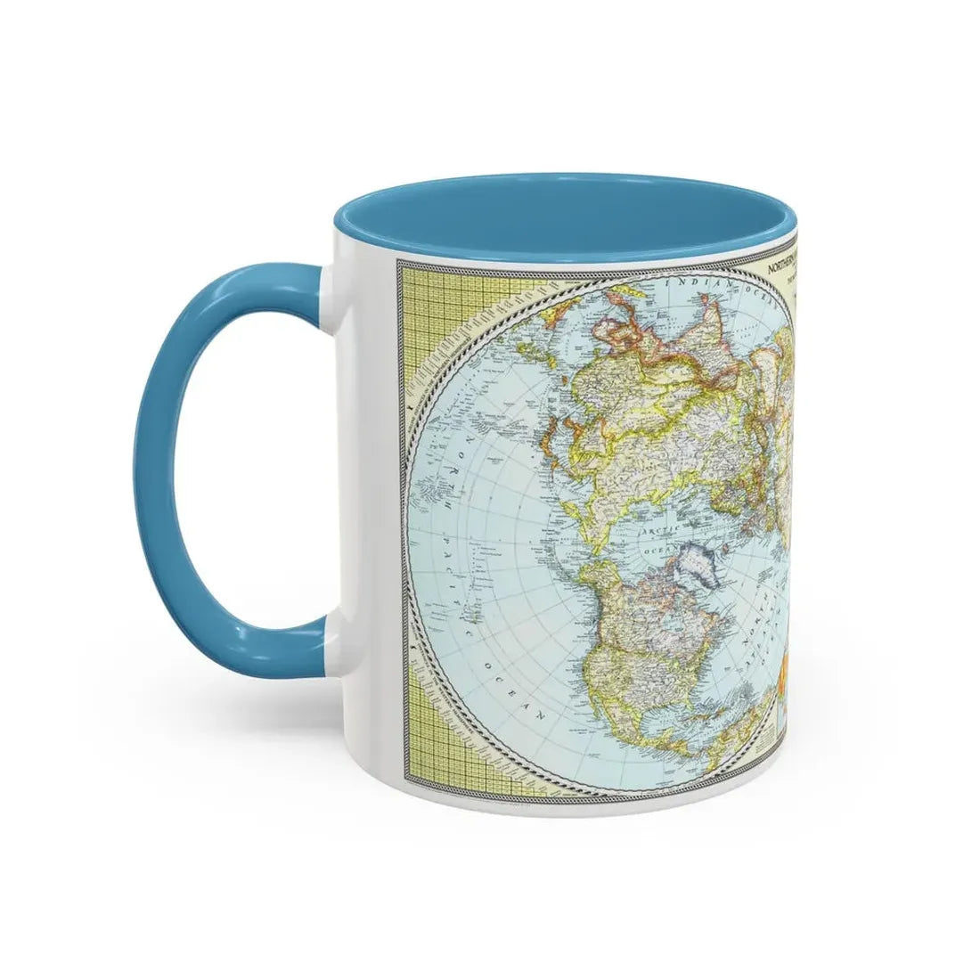 Northern and Southern Hemispheres (1943) (Map) Accent Coffee Mug - Go Mug Yourself