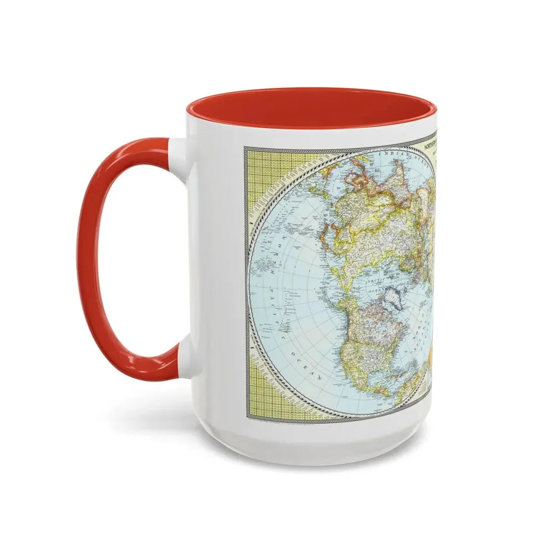 Northern and Southern Hemispheres (1943) (Map) Accent Coffee Mug - Go Mug Yourself