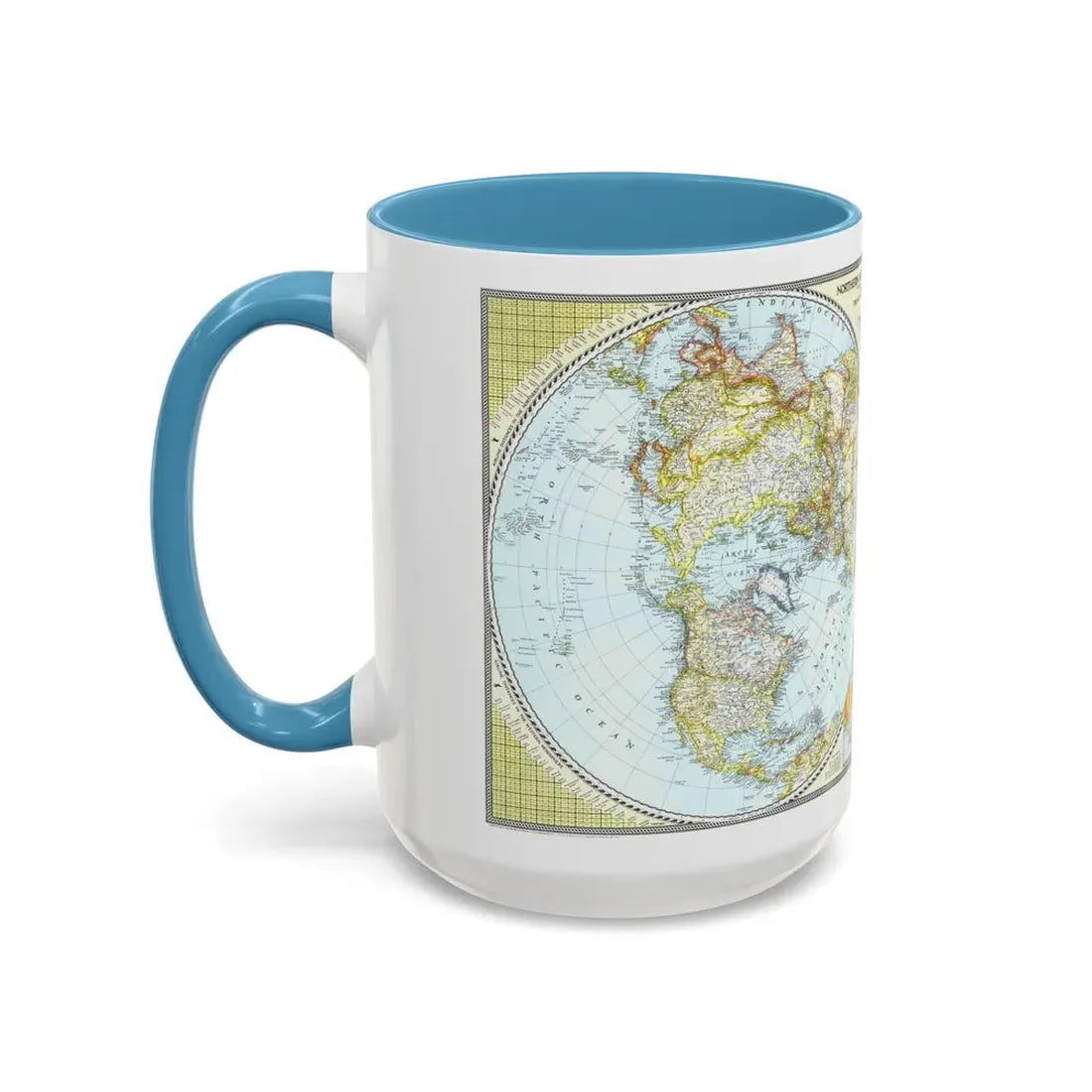 Northern and Southern Hemispheres (1943) (Map) Accent Coffee Mug - Go Mug Yourself