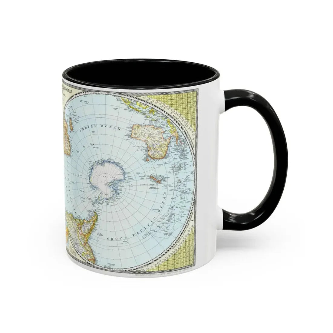 Northern and Southern Hemispheres (1943) (Map) Accent Coffee Mug - Go Mug Yourself