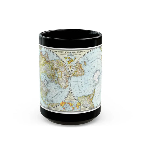 Northern and Southern Hemispheres (1943) (Map) Black Coffee Mug 15oz - Go Mug Yourself
