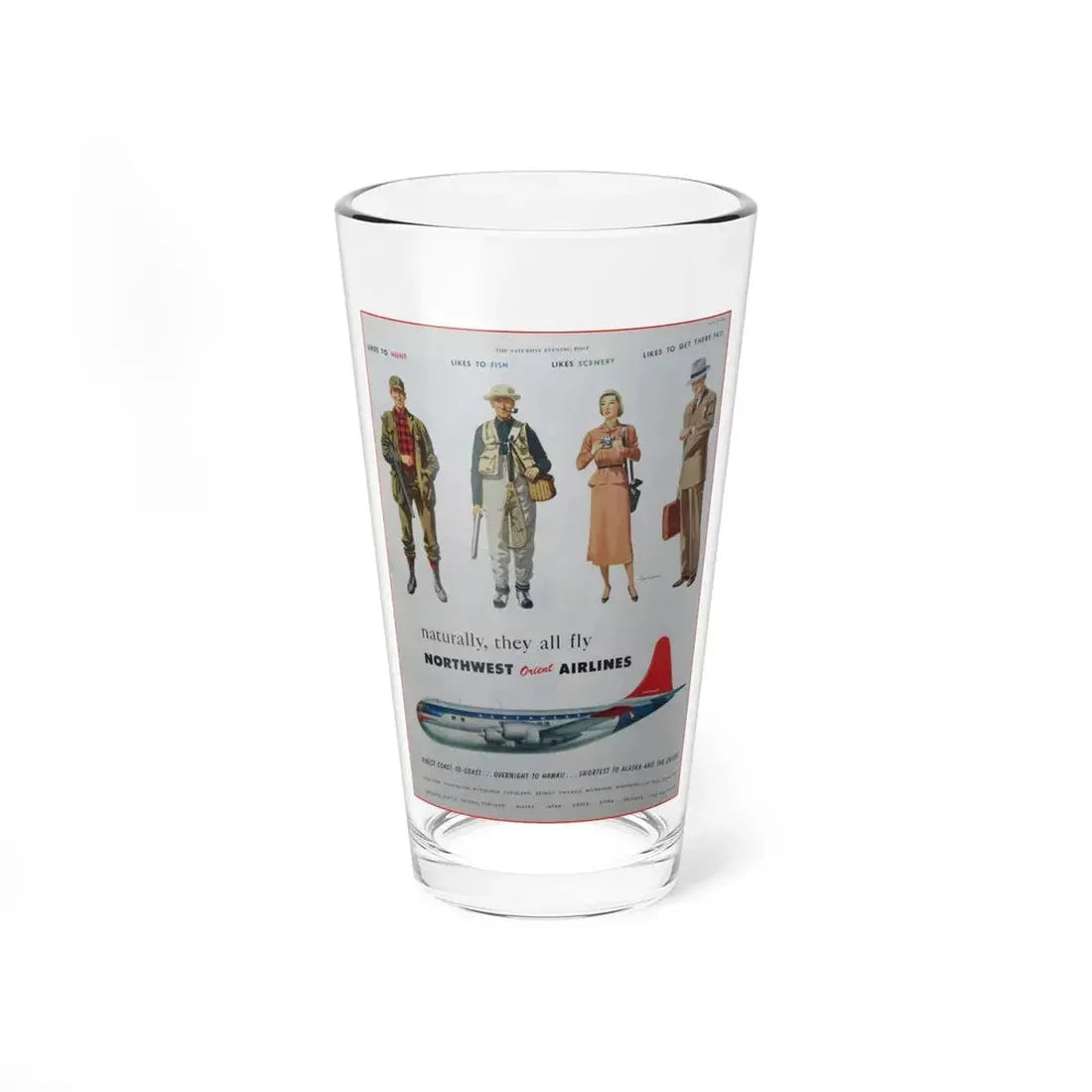 Northwest Airlines advertisement (Magazine Illustration) Pint Glass 16oz 16oz - Go Mug Yourself