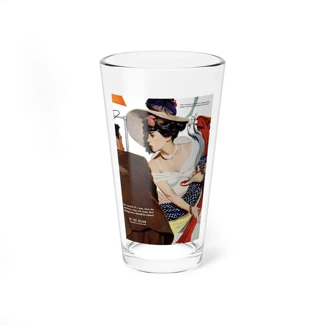 Not Necessarily Permanent, Redbook, November 1950 (Magazine Illustration) Pint Glass 16oz 16oz - Go Mug Yourself