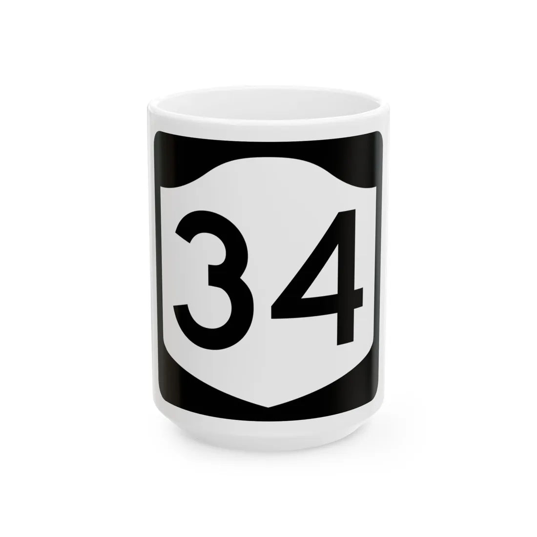 NY-34 (New York) (Road Sign) White Coffee Mug 15oz - Go Mug Yourself