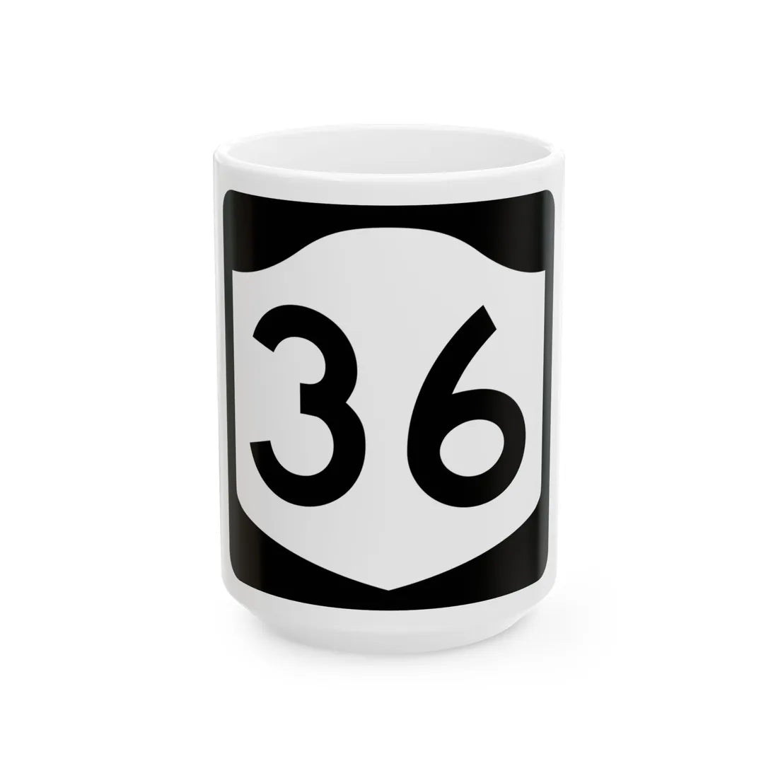 NY-36 (New York) (Road Sign) White Coffee Mug 15oz - Go Mug Yourself