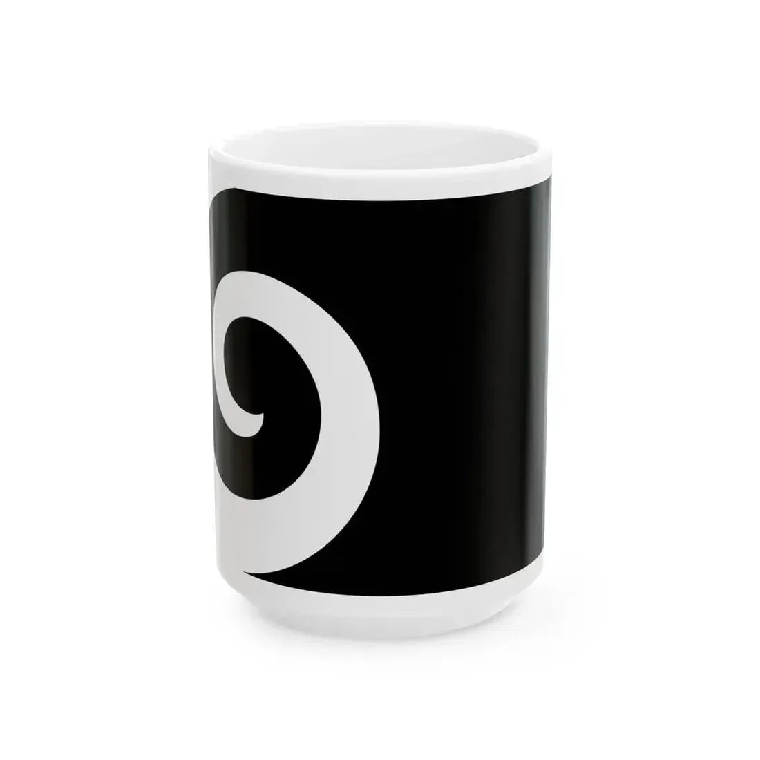 NZ flag design Koru Black by Andrew Fyfe (New Zealand) White Coffee Mug 15oz - Go Mug Yourself