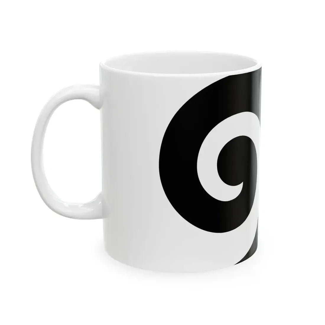 NZ flag design Koru Black by Andrew Fyfe (New Zealand) White Coffee Mug - Go Mug Yourself