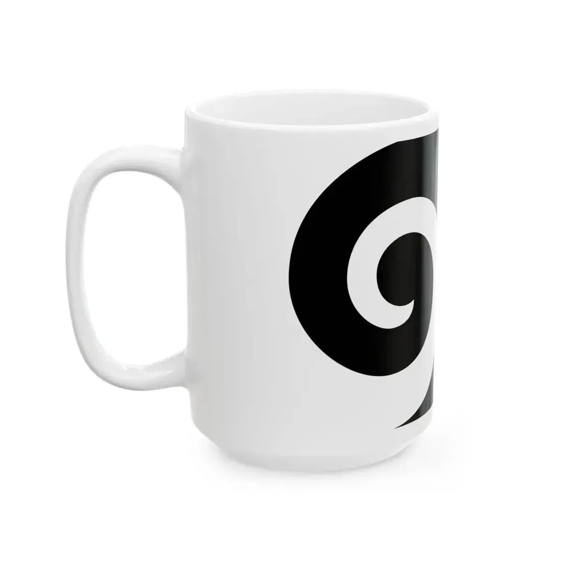 NZ flag design Koru Black by Andrew Fyfe (New Zealand) White Coffee Mug - Go Mug Yourself