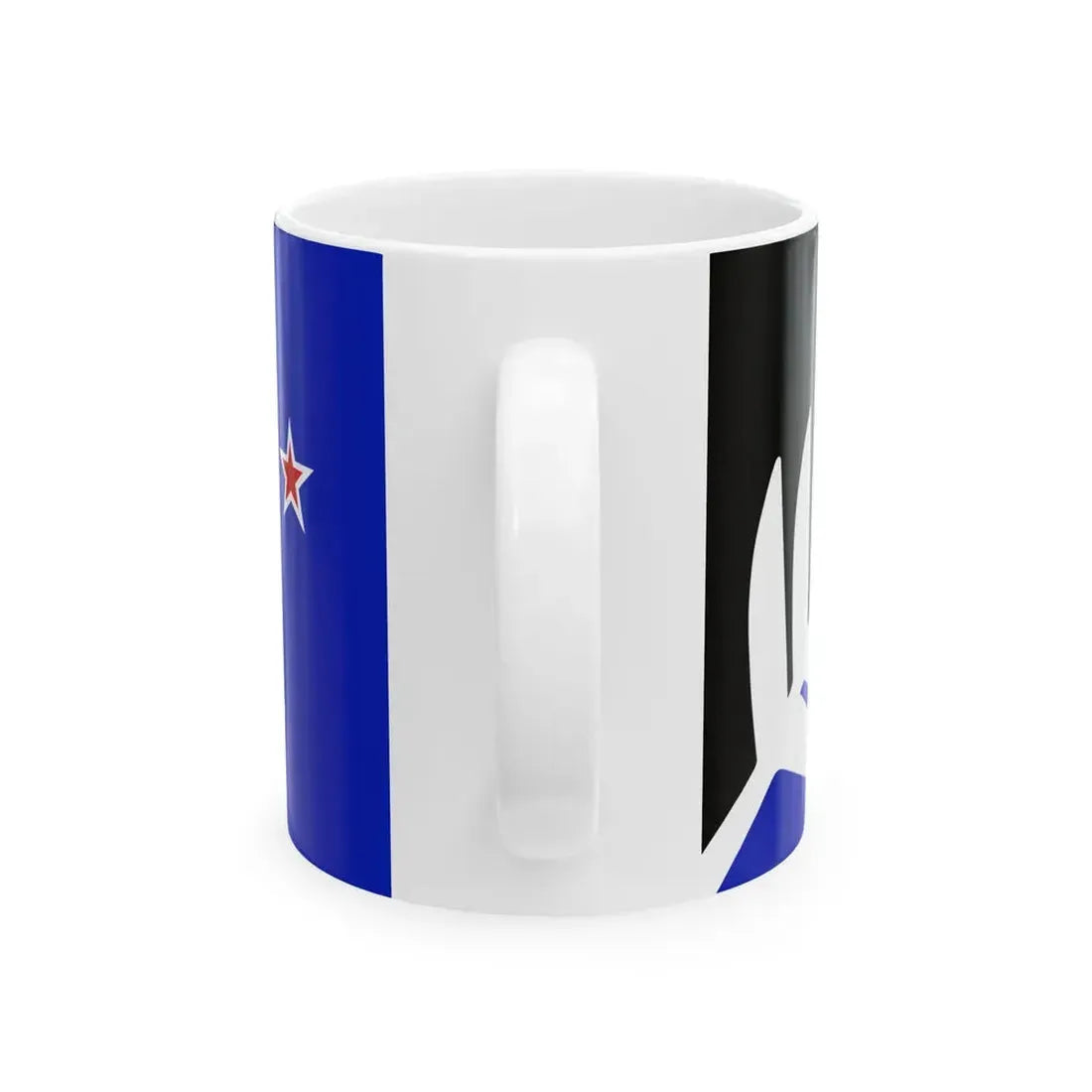 NZ flag design Silver Fern Black White Blue by Kyle Lockwood (New Zealand) White Coffee Mug - Go Mug Yourself