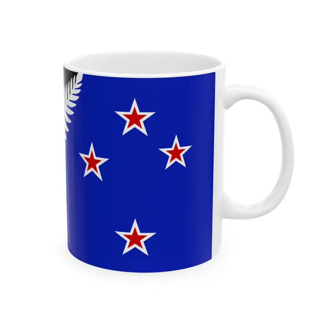 NZ flag design Silver Fern Black White Blue by Kyle Lockwood (New Zealand) White Coffee Mug - Go Mug Yourself