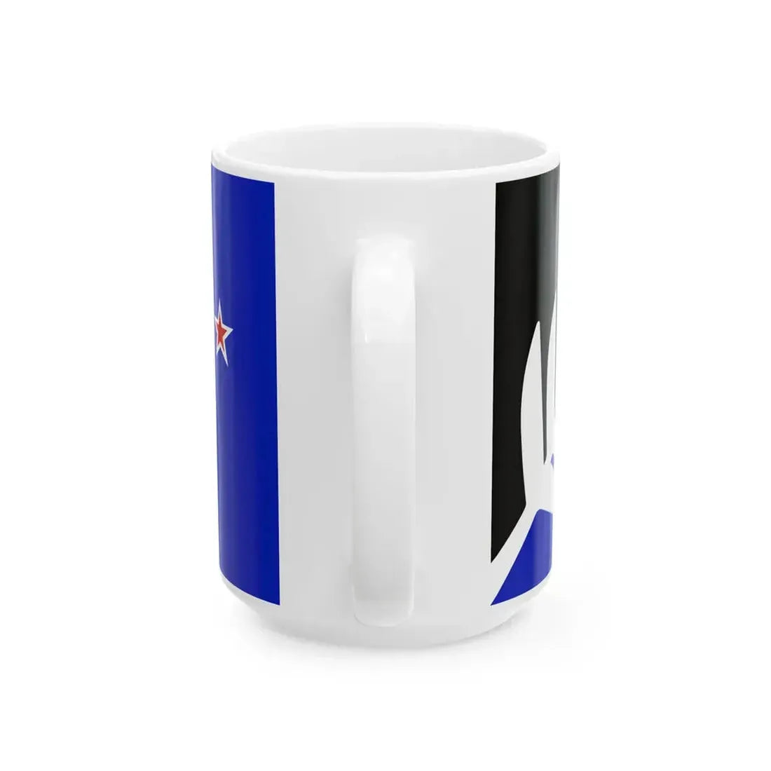 NZ flag design Silver Fern Black White Blue by Kyle Lockwood (New Zealand) White Coffee Mug - Go Mug Yourself