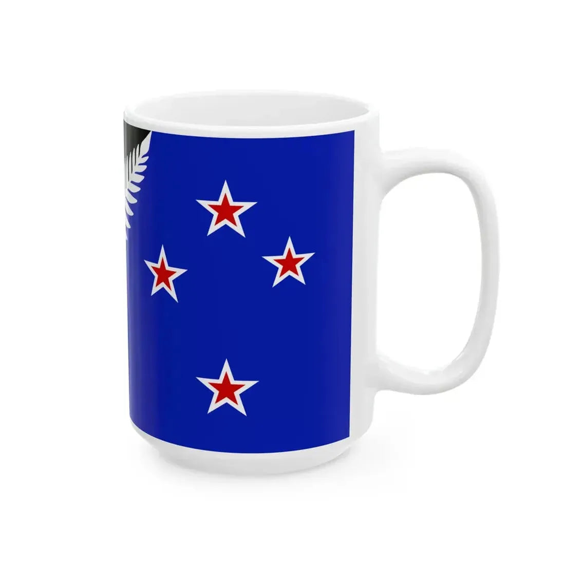 NZ flag design Silver Fern Black White Blue by Kyle Lockwood (New Zealand) White Coffee Mug - Go Mug Yourself