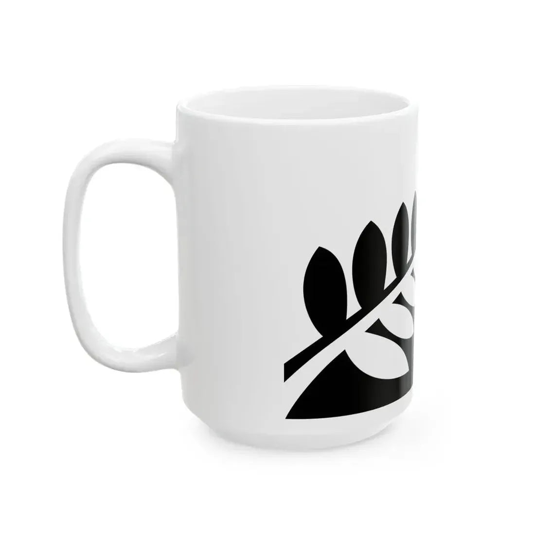 NZ flag design Silver Fern Black White by Alofi Kanter (New Zealand) White Coffee Mug - Go Mug Yourself