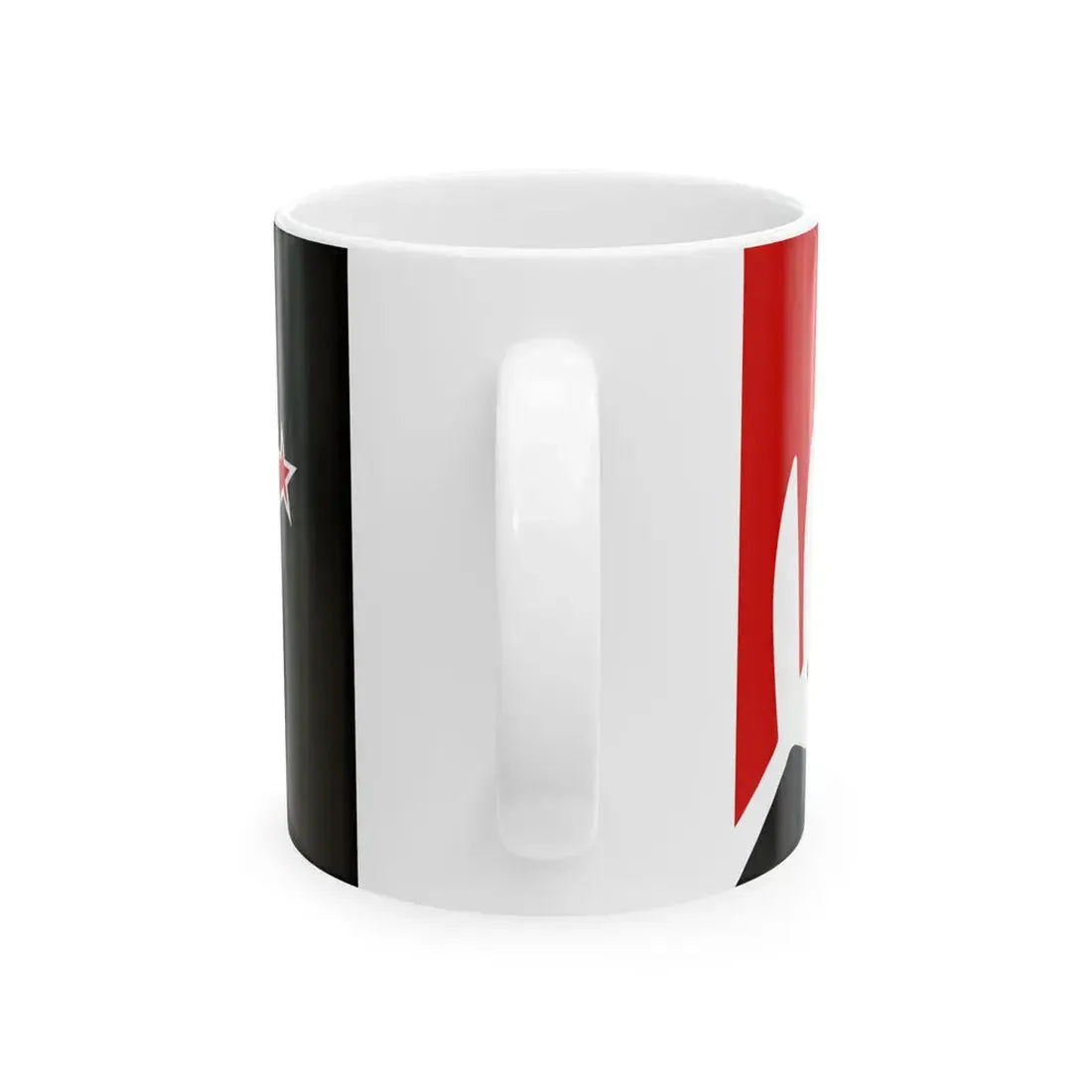 NZ flag design Silver Fern Black White Red by Kyle Lockwood (New Zealand) White Coffee Mug - Go Mug Yourself