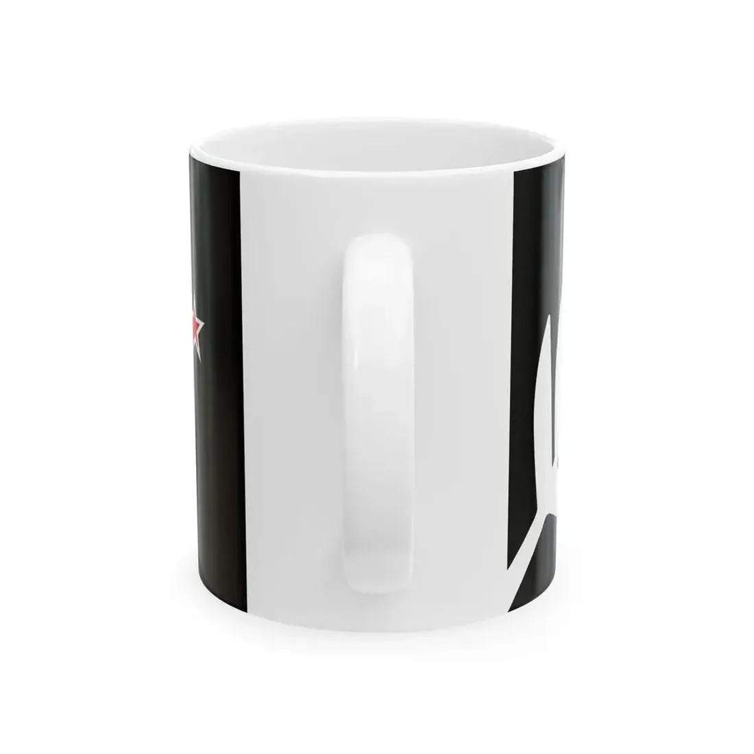 NZ flag design Silver Fern Black with Red Stars by Kyle Lockwood (New Zealand) White Coffee Mug - Go Mug Yourself
