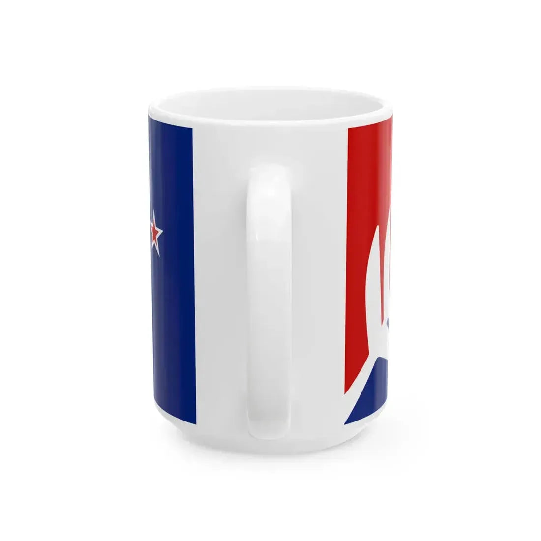 NZ flag design Silver Fern Red White Blue by Kyle Lockwood (New Zealand) White Coffee Mug - Go Mug Yourself