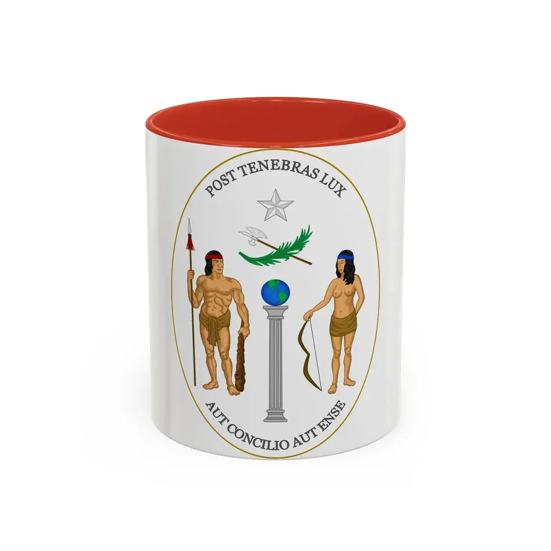 Obverse of the Coat of Arms of Chile (1812-1814) - Accent Coffee Mug 11oz Red - Go Mug Yourself
