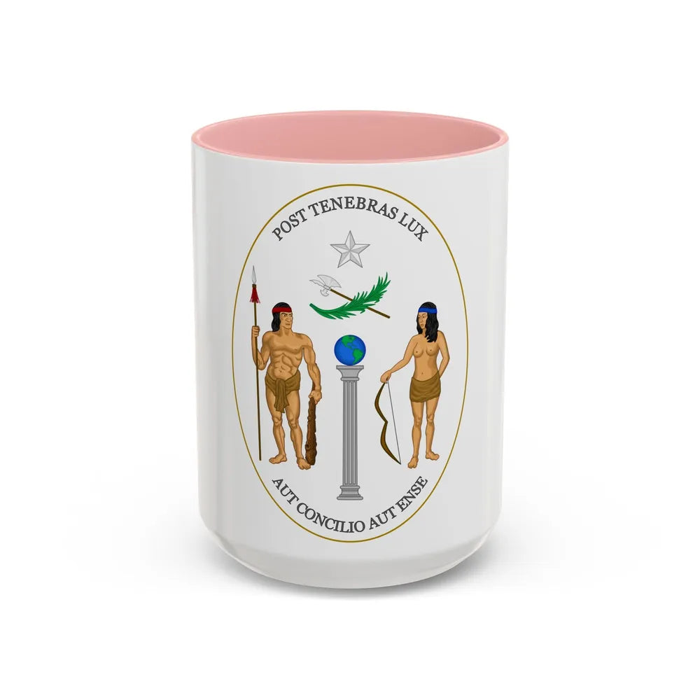 Obverse of the Coat of Arms of Chile (1812-1814) - Accent Coffee Mug 15oz Pink - Go Mug Yourself