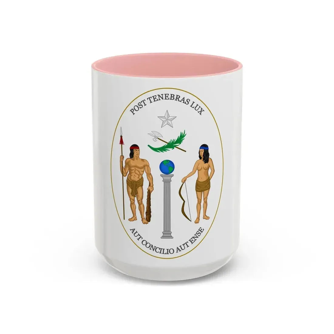 Obverse of the Coat of Arms of Chile (1812-1814) - Accent Coffee Mug 15oz Pink - Go Mug Yourself