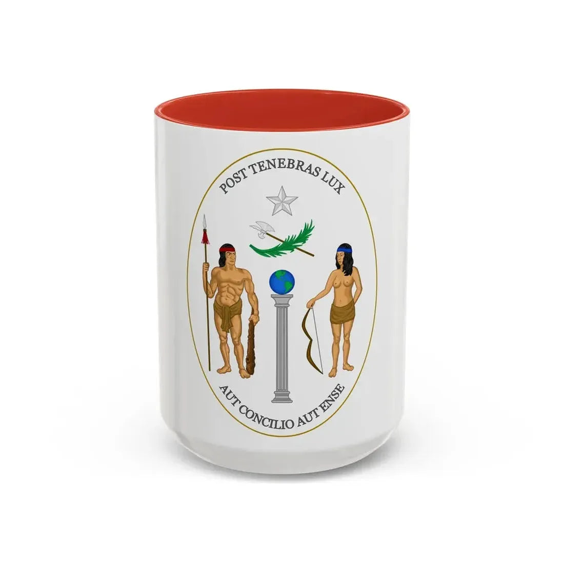 Obverse of the Coat of Arms of Chile (1812-1814) - Accent Coffee Mug 15oz Red - Go Mug Yourself