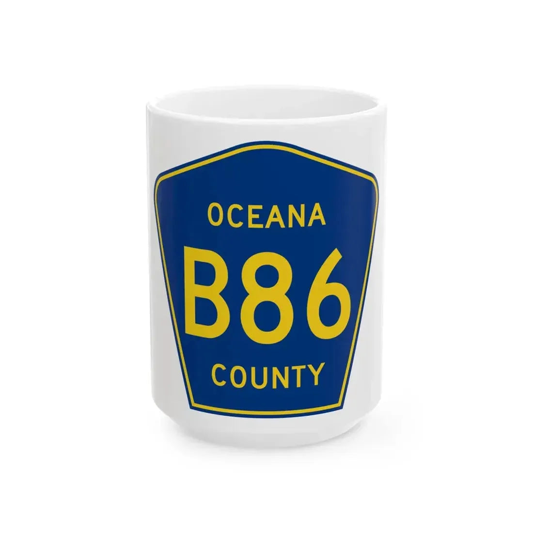 Oceana County B-86 (Michigan) (Road Sign) White Coffee Mug 15oz - Go Mug Yourself