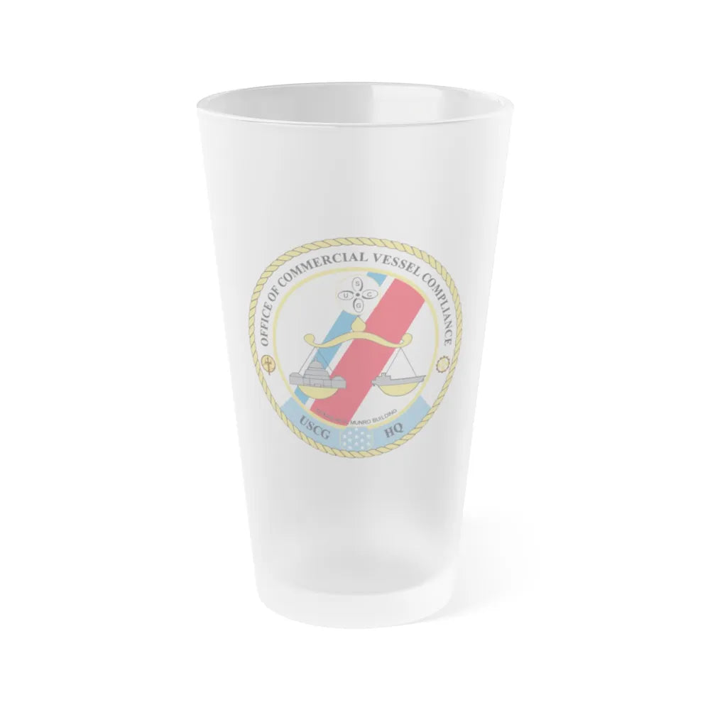 Office of Comm Vessel Cmplnce (U.S. Coast Guard) Frosted Pint Glass 16oz-Go Mug Yourself