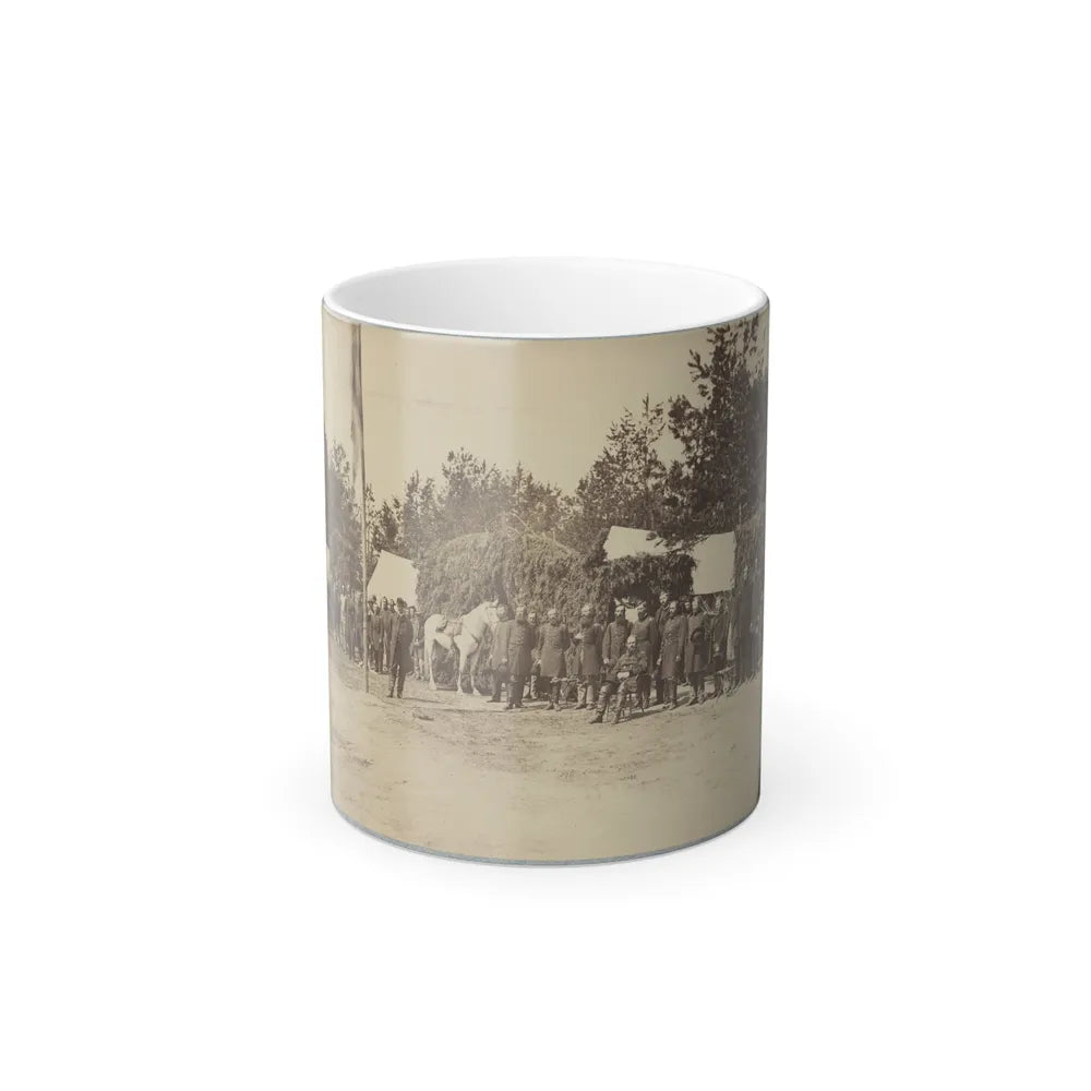 Officers Stand in Line by a Flagpole (U.S. Civil War) Color Changing Coffee Mug 11oz-11oz-Go Mug Yourself