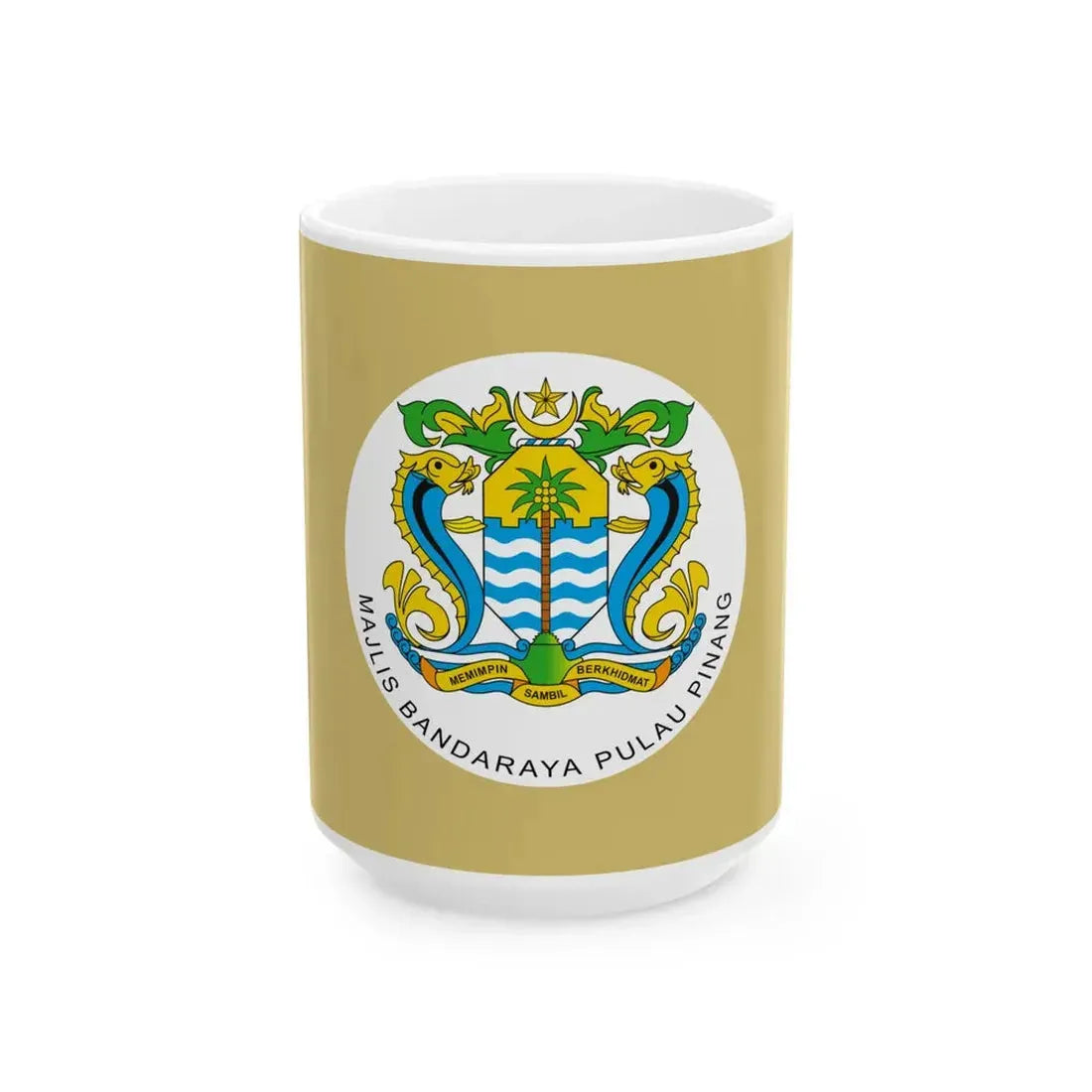 Official flag of the Penang Island City Council (Malaysia) White Coffee Mug 15oz - Go Mug Yourself