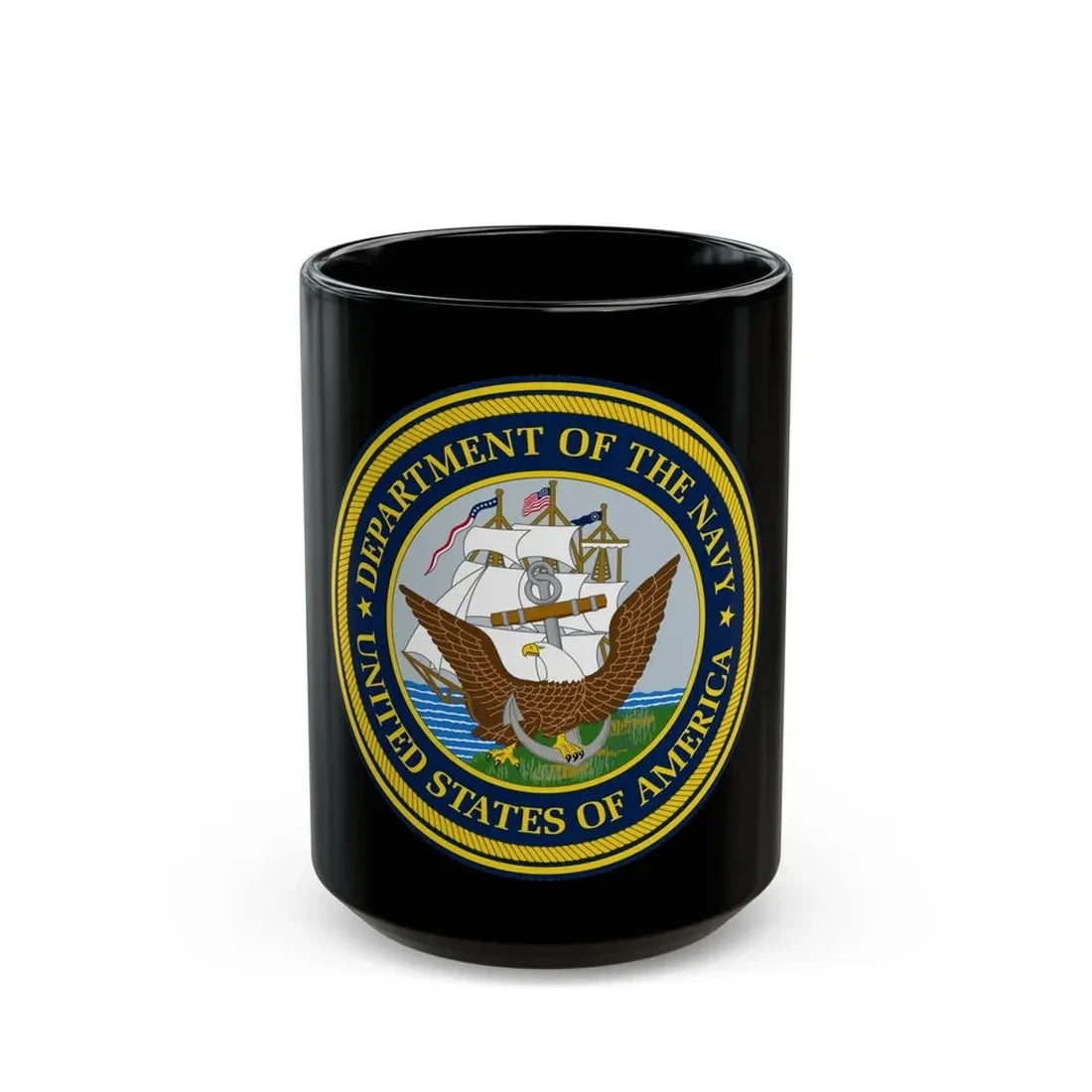 Official Seal of the Department of the Navy (U.S. Navy) Black Coffee Mug 15oz - Go Mug Yourself