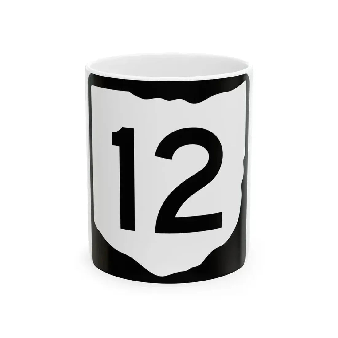 OH-12 (Ohio) (Road Sign) White Coffee Mug 11oz - Go Mug Yourself