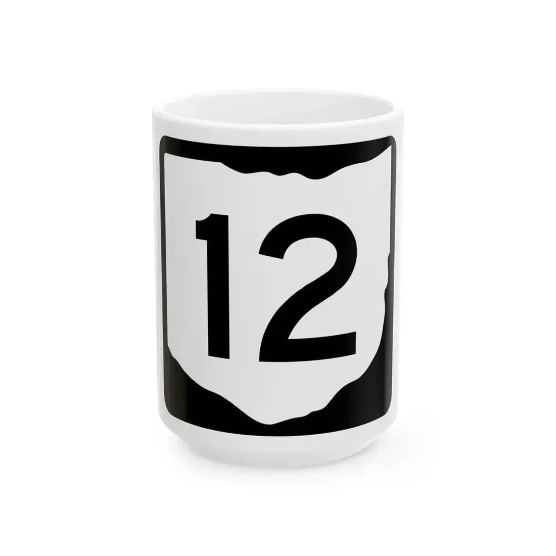 OH-12 (Ohio) (Road Sign) White Coffee Mug 15oz - Go Mug Yourself