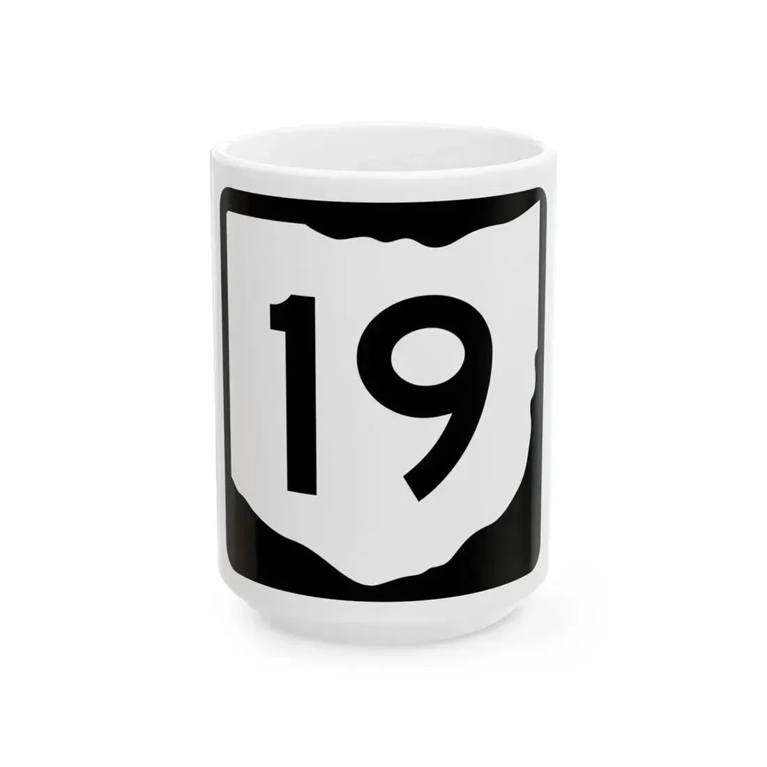 OH-19 (Ohio) (Road Sign) White Coffee Mug 15oz - Go Mug Yourself