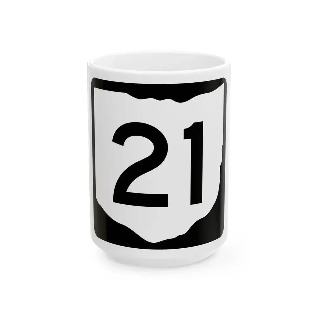 OH-21 (Ohio) (Road Sign) White Coffee Mug 15oz - Go Mug Yourself