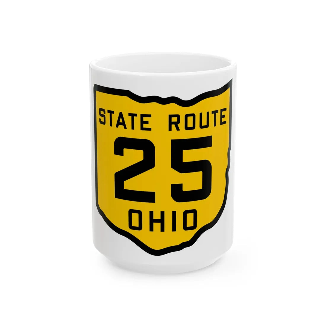 OH-25 1920 (Ohio) (Road Sign) White Coffee Mug 15oz - Go Mug Yourself