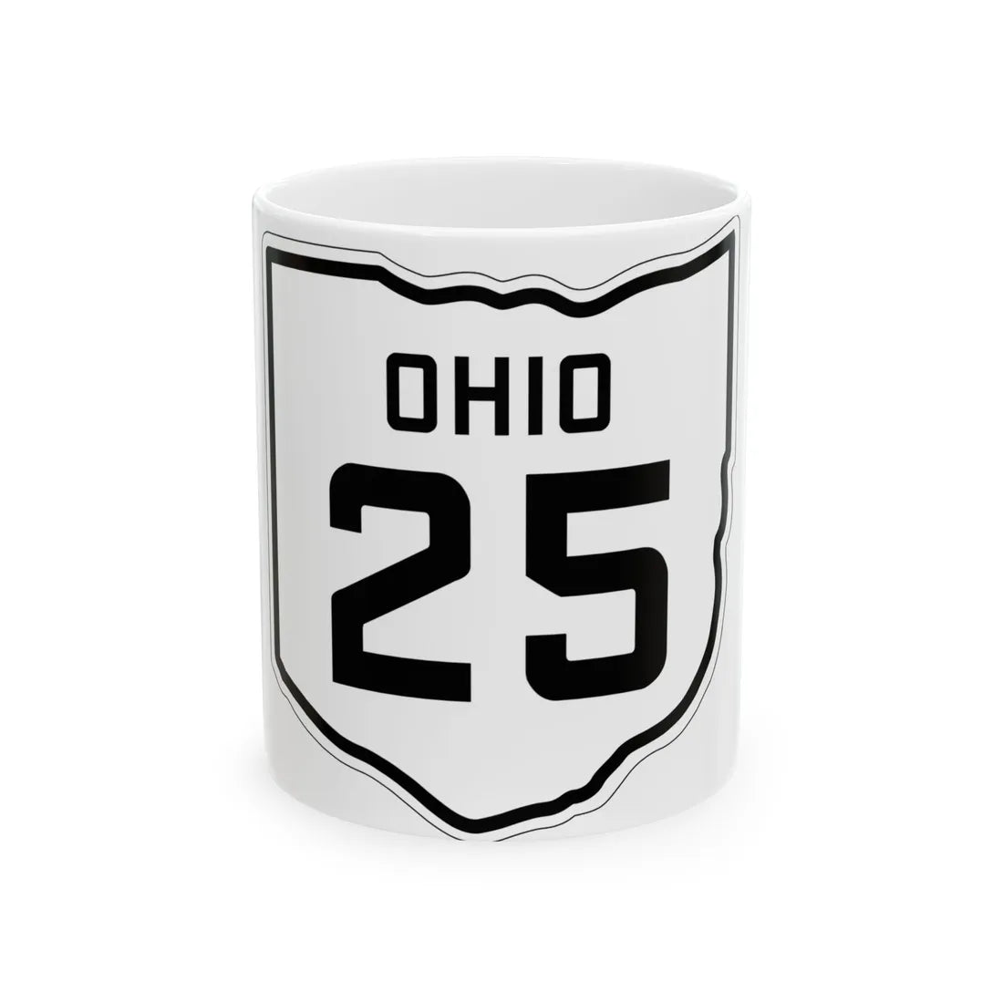 OH-25 1927 (Ohio) (Road Sign) White Coffee Mug 11oz - Go Mug Yourself