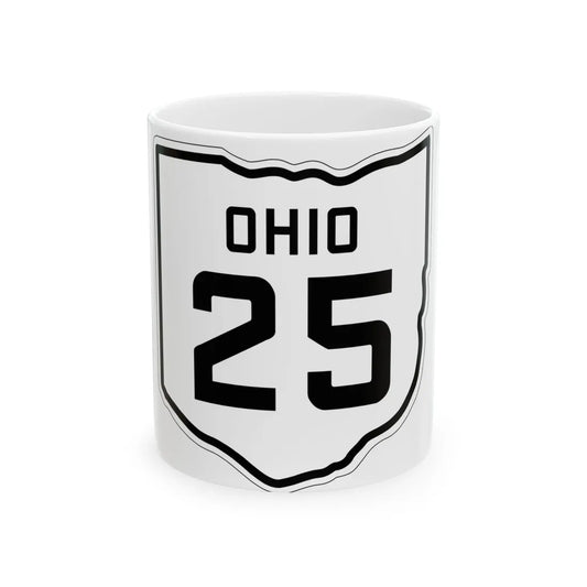 OH-25 1927 (Ohio) (Road Sign) White Coffee Mug 11oz - Go Mug Yourself