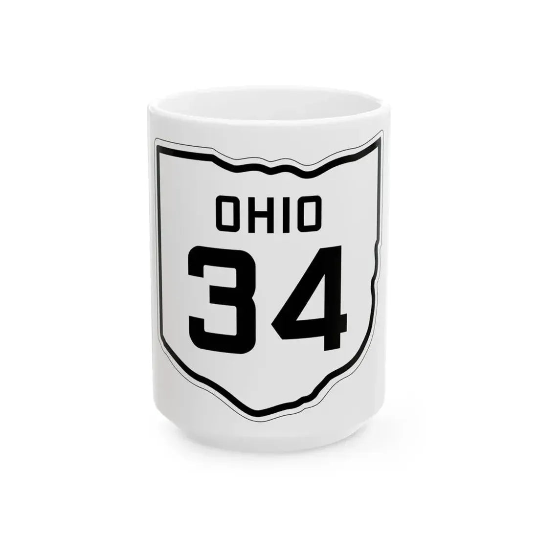 OH-34 1927 (Ohio) (Road Sign) White Coffee Mug 15oz - Go Mug Yourself