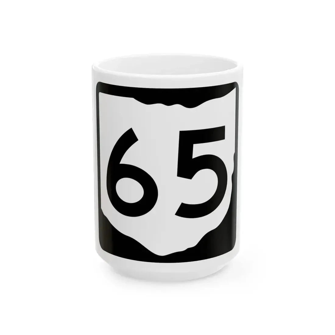 OH-65 (Ohio) (Road Sign) White Coffee Mug 15oz - Go Mug Yourself