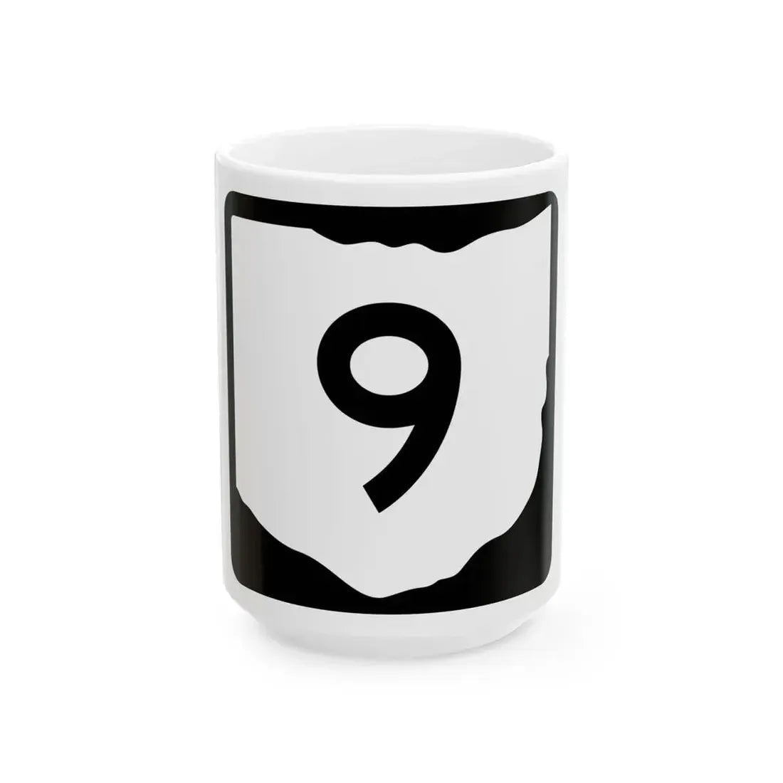 OH-9 (Ohio) (Road Sign) White Coffee Mug 15oz - Go Mug Yourself